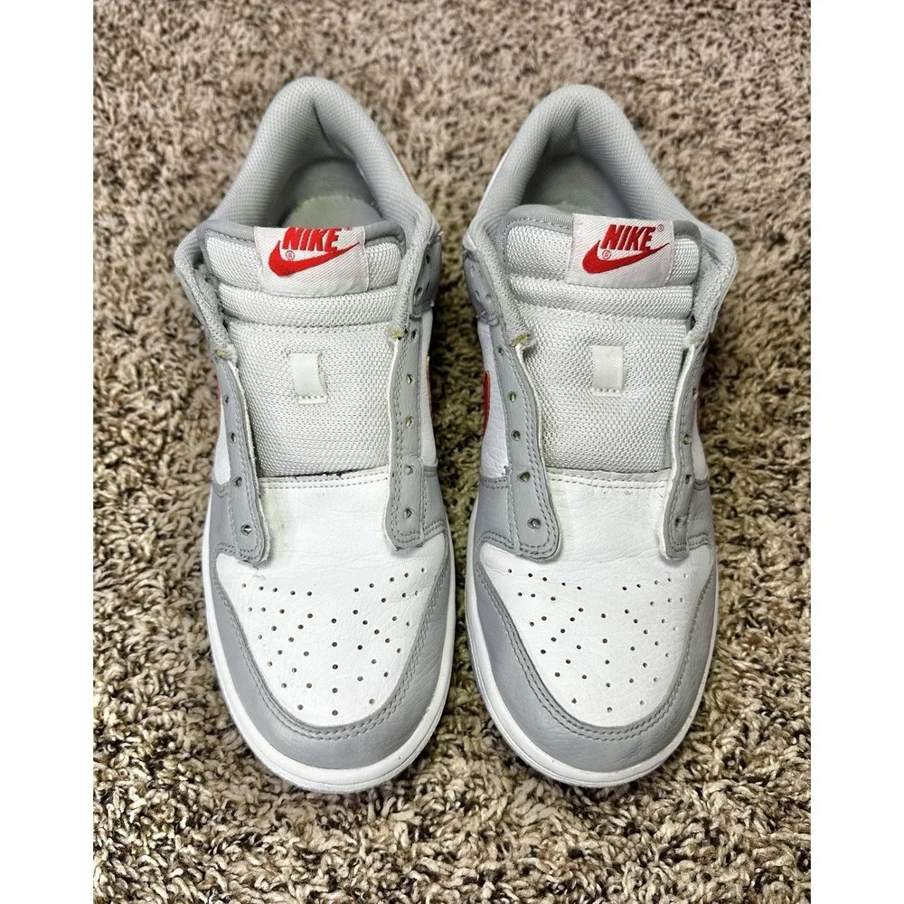 Nike Dunk Low Youth Size 6.5Y Grey Red DV7149-001 Shoes Sneakers (NO LACES)